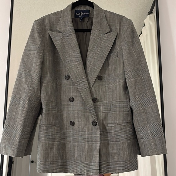 Ralph Lauren Glen Check Double-Breasted Wool Blazer - Picture 1 of 15